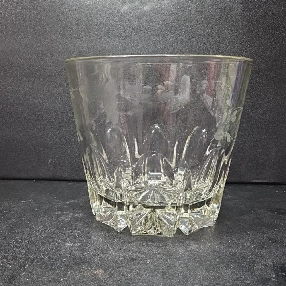 Princess House‎ Heritage Crystal Ice Bucket, Etched Floral Serving Bowl, Barware
